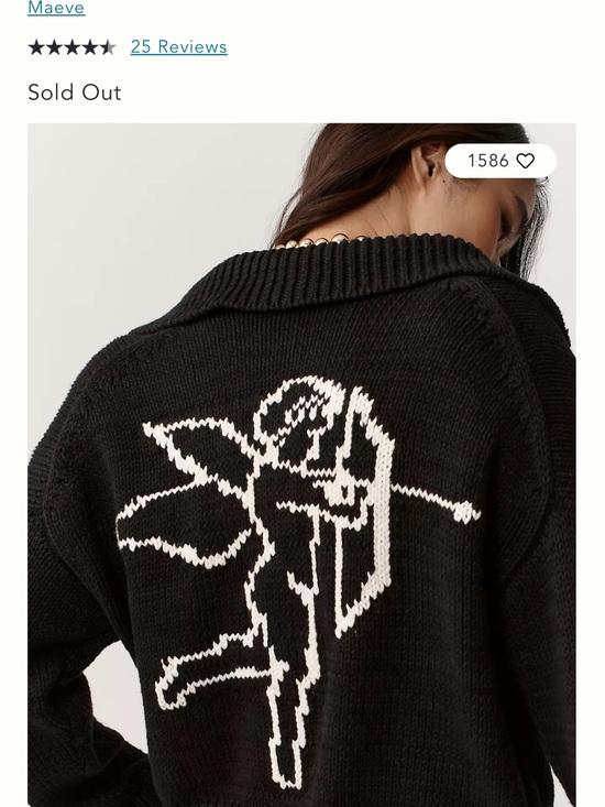 Maeve Sweaters - Maeve Black Knit Sweater with White Cherub Back